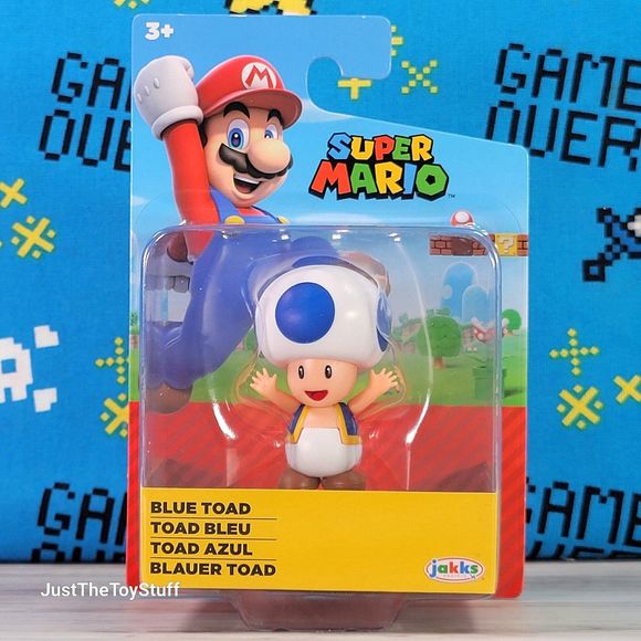 Jakks Pacific Super Mario Blue Toad 2.5" World of Nintendo Collectible Figure - Picture 1 of 7